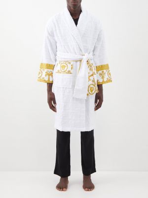 Хлопковый халат Versace белый