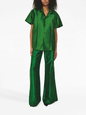 Jedwabna satynowa koszula Rosie Assoulin zielona