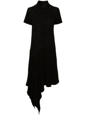 Černé asymetrické midi šaty Yohji Yamamoto