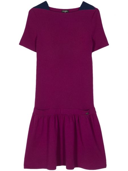 Kašmírový midi šaty Chanel Pre-owned fialová