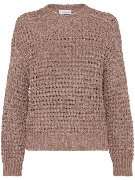 Ленен пуловер Brunello Cucinelli розово