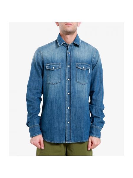 Koszula jeansowa z kieszeniami Mauro Grifoni niebieska