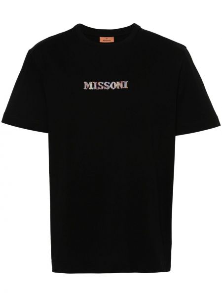 Pamut hímzett póló Missoni fekete