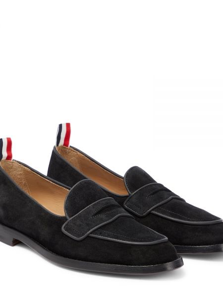 Semišové loafers Thom Browne černé