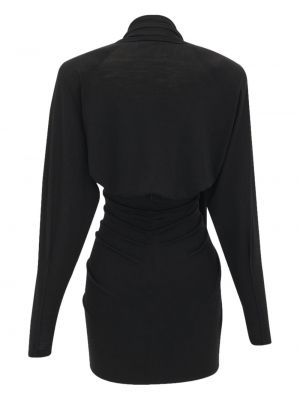 Sukienka wieczorowa wełniana drapowana Saint Laurent czarna