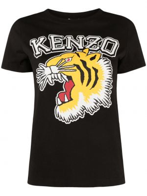 Tigrované bavlnené tričko Kenzo čierna