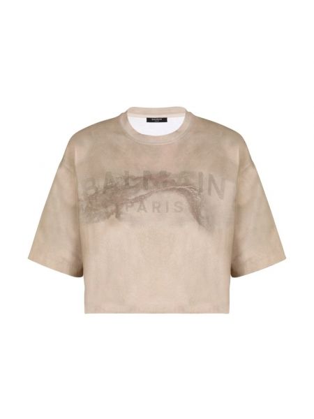 Distressed t-shirt mit print Balmain beige