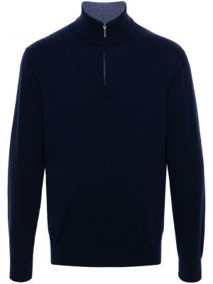Кашмирен пуловер с цип Cruciani синьо