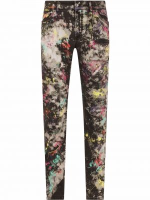 Trykt slank stretch jeans Dolce & Gabbana svart