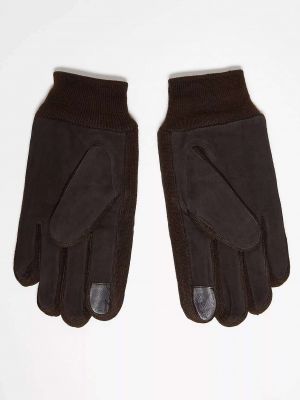 Замшевые перчатки Barney's Originals коричневые