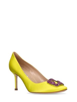 Сатенени полуотворени обувки Manolo Blahnik жълто
