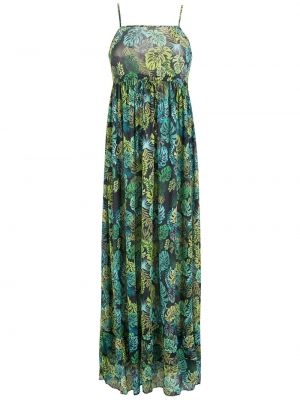 Dlouhé šaty s potlačou s tropickým vzorom Amir Slama zelená