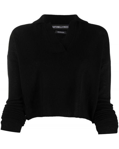 Cashmere poloskjorte med v-hals Antonella Rizza svart