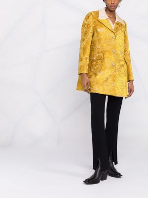 Abrigo con botones de tejido jacquard Etro amarillo