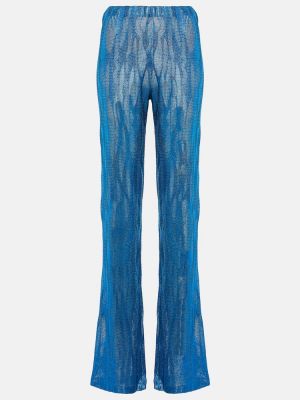 Spodnie z wysoką talią relaxed fit żakardowe Missoni Mare niebieskie