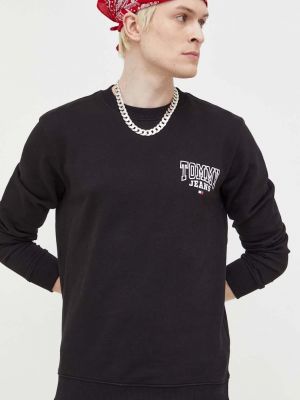 Bluza dresowa bawełniana z nadrukiem Tommy Jeans czarna