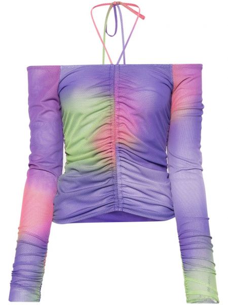 Камуфлажен мрежест пуловер Emporio Armani виолетово
