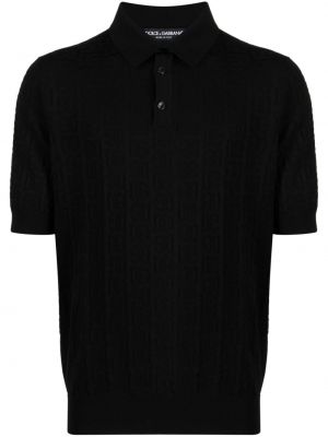Žakardinis šilkinis polo marškinėliai Dolce & Gabbana juoda
