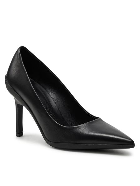 Шкіряні туфлі на підборах на шпильці Calvin Klein чорні