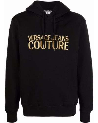 Sudadera con capucha con bordado Versace Jeans Couture negro