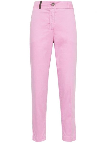 Slim fit kalhoty Peserico růžové