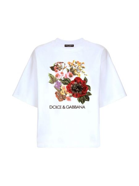 Koszulka z cekinami Dolce And Gabbana biała