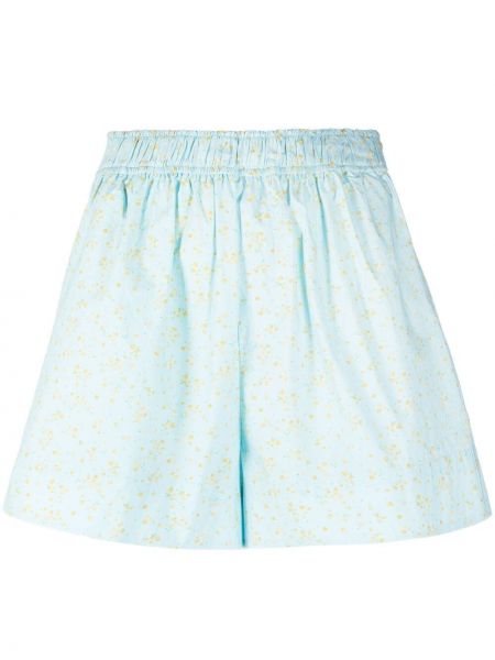 Pantalones cortos de flores con estampado Ganni azul