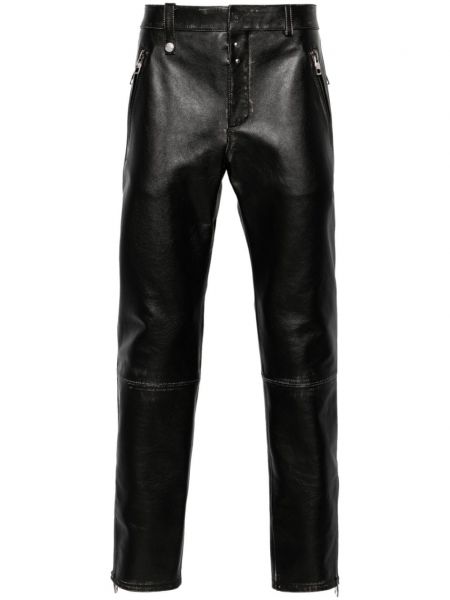 Pantaloni din piele Alexander Mcqueen negru