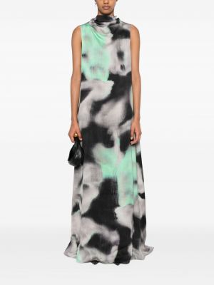 Sukienka długa z nadrukiem w abstrakcyjne wzory drapowana Christian Wijnants