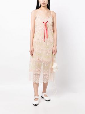 Tylové šaty s mašlí Simone Rocha růžové
