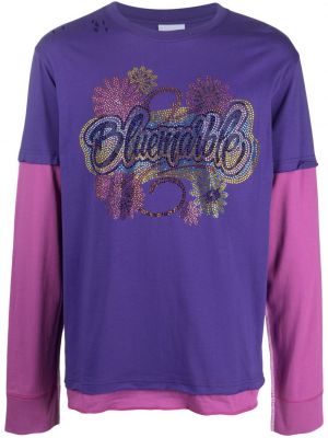 T-shirt en coton à imprimé Bluemarble violet