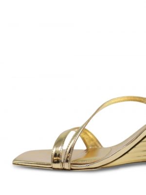 Izliektas platformas dabīgās ādas sandales Simkhai zelts