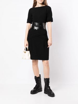 Mini robe avec manches courtes Chanel Pre-owned noir