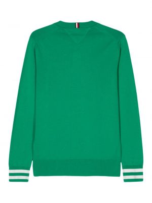 Haftowany sweter w paski Tommy Hilfiger zielony