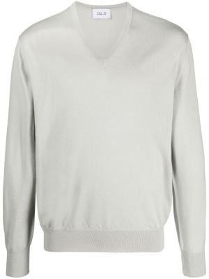 Vlnený sveter s výstrihom do v D4.0 sivá