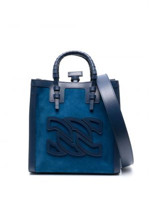 Велурени шопинг чанта Casadei синьо