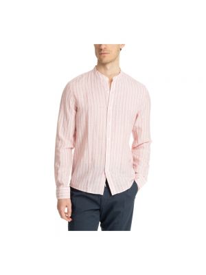 Camisa de lino slim fit a rayas Michael Kors rosa