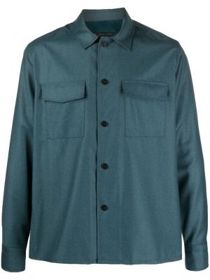 Μάλλινο πουκάμισο Low Brand πράσινο