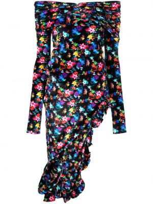 Aksamitna sukienka w kwiatki z nadrukiem Siedres czarna