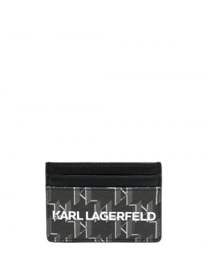 Кожено портмоне с принт Karl Lagerfeld черно