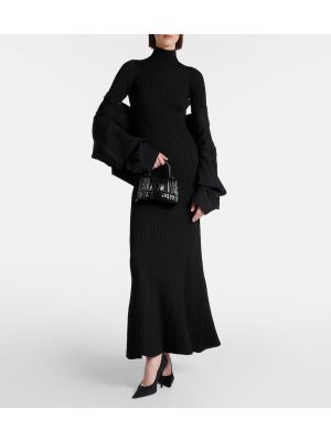 Hedvábné dlouhé šaty Balenciaga černé