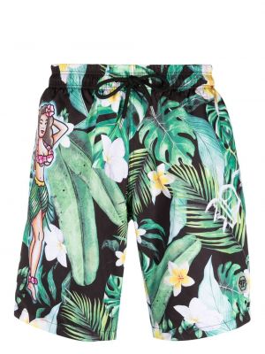 Kratke hlače s cvjetnim printom s printom Philipp Plein zelena
