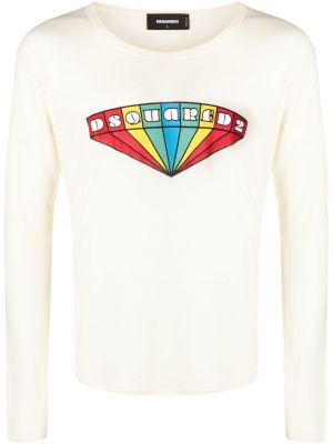 Woll sweatshirt mit print Dsquared2 weiß