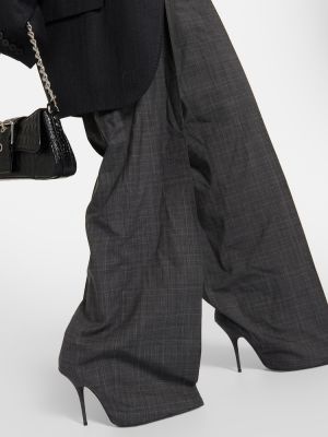 Vlnené rovné nohavice Balenciaga sivá