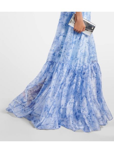 Dolga obleka s cvetličnim vzorcem Staud modra
