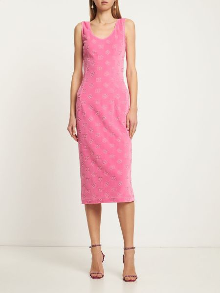 Žakárové midi šaty Dolce & Gabbana růžové