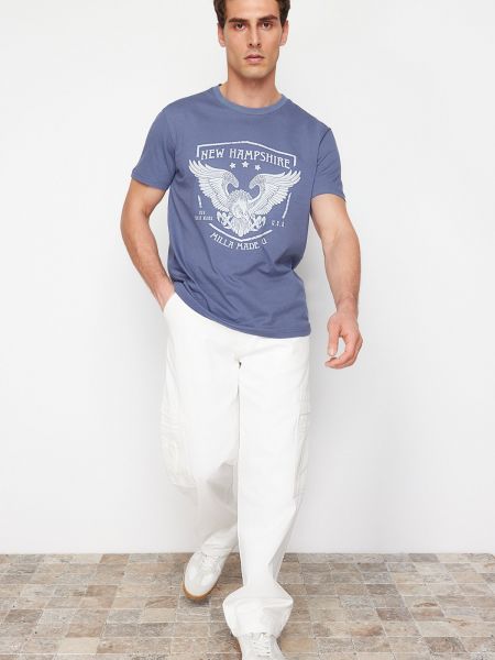 T-krekls ar apdruku Trendyol zils