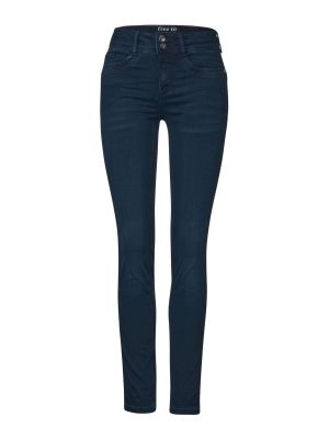 Bavlnené džínsy s vysokým pásom na zips Street One - tmavo modrá