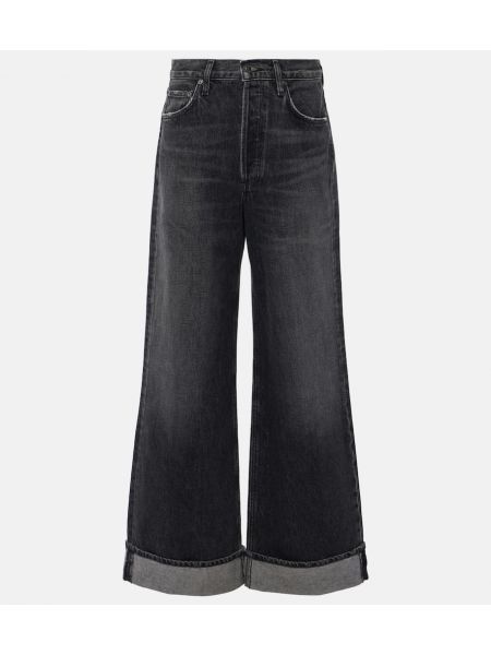 High waist jeans ausgestellt Agolde schwarz