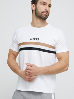 Тениска с дълъг ръкав с принт Boss бежово